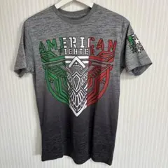 E1318 AMERICAN FIGHTER グラデーション両面プリントTシャツ