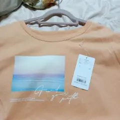 【ＭＢミントプリーズ】大きいサイズ5Lピーチ色 グラデーションプリント Tシャツ