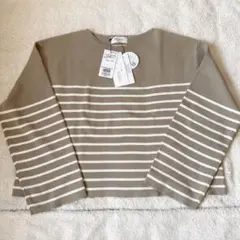 新品 オペークドットクリップ ベージュ ボーダーニット
