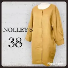 191 NOLLEY′S ノーカラーコート ボタンおしゃれ アンゴラ混