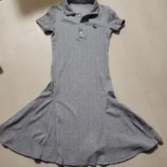 ポロシャツスタイル グレー フレアワンピース