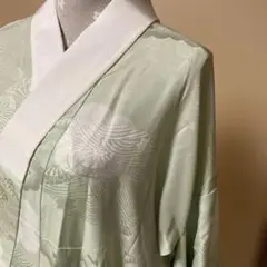 薄緑色 波模様 長襦袢　トールサイズ