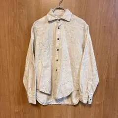 【ZARA】ザラ　ホワイトデニムシャツ　墨ムラ染　汚れ加工　US.S／ Mサイズ
