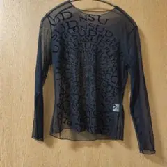 メッシュ長袖シャツ 黒 ロゴ入り