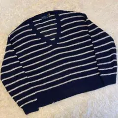 【極美品】ポロラルフローレン 長袖 ニット ボーダー 紺 白 M ユニセックス