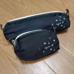 【値下げ敢行‼️】【agnès b.】 ブラック星柄ポーチ＆ペンケースセット