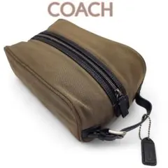 【美品】希少 COACH クラッチバッグ ポーチ カーキ キャンバス 男女兼用