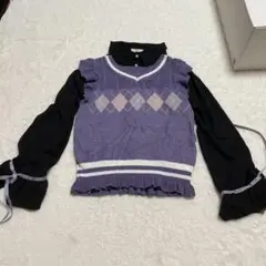 axes femme POETIQUE ニットベスト ブラウス セット 黒×紫