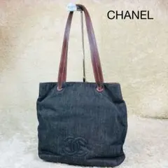 極美品✨シャネル ココマーク デニム トートバッグ 黒 ショルダー 肩がけ