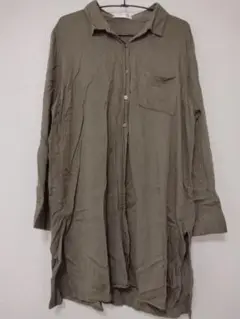 オリーブ色 ボタン付き シャツ 2XL