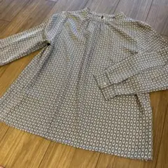 doux archives　総柄ブラウス　ノーカラーブラウス　レトロ　グレー　F