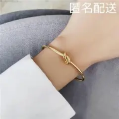 バングル ゴールド 結び目モチーフ ノットモチーフ ブレスレット シンプル