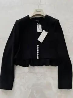 ペプラムパール ショートジャケット ヨーコチャン パール ノーカラー