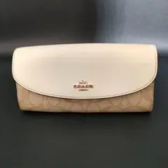 コーチ シグネチャー レザー 長財布 ホック ロゴ