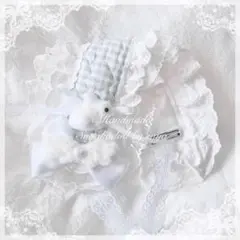 ♡ No.3 天使のうさぎさん付き キルティングリボンヘッドドレス blue ♡