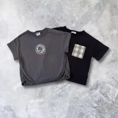 Tシャツ 刺繍 ポケット付 BREEZE ペアマノン グレー 110cm