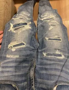 スキニー　青色　ダメージ