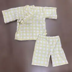 【本日のみ！最終値下げ】美品サマンサモスモス　キッズ甚平　黄色 チェック柄