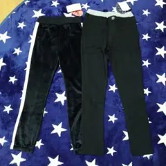 新品 ストレッチパンツ＆サイドラインベロアパンツ 2枚セットまとめ売り 130