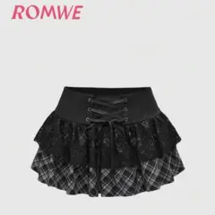 SHEIN 完売品　ROMWE Goth チェック柄デザイン フリルミニスカート