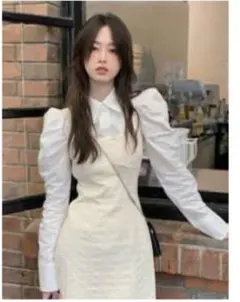 パフスリーブ　シャツ　ブラウス　shein