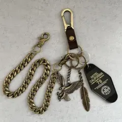 ウォレットチェーン　キーホルダー　アメカジ　ストリート　ゴールド　ヴィンテージ