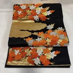 袋帯 紅葉の刺繍　長さ約410㎝