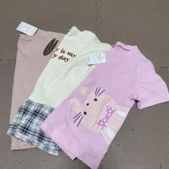 女の子　ウサギプリントピンクTシャツ　新品未使用 タグ付き　3枚セット