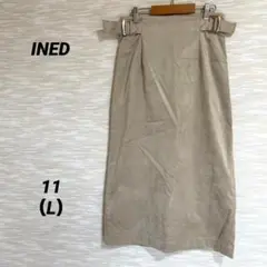 イネド INED タイトスカート【L】ミモレ丈 サイドベルト きれいめ 0470