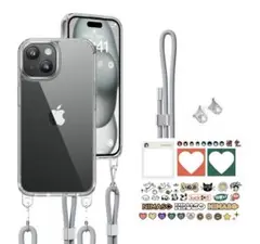 【新品】iPhone 15Pro クリアケース ストラップ2本付き