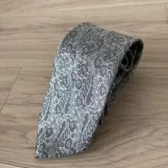 ペイズリー柄 花柄 シルク ネクタイ グレー系 140cm