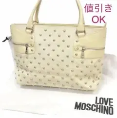◇ 美品 モスキーノ トートバッグレザー切替 スタッズ ショルダーバッグ