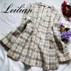 美品【Leilian】フランス製高級生地ジャケット シルク リネン セレブ