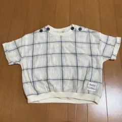 ブルーチェック ボタン付きトップス
