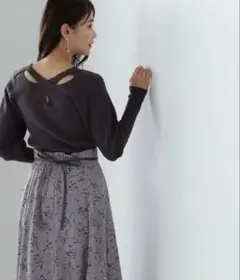 NATURAL BEAUTY BASIC バックシャンリブニット