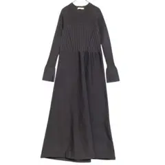 エヌドット　ストレッチ ニットロングワンピース　【美品】　ダークグレー　M