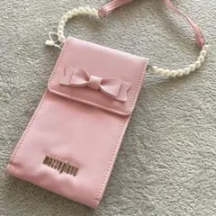 【新品未使用✨】メゾピアノ　パールスマホショルダー　リボン　ピンク