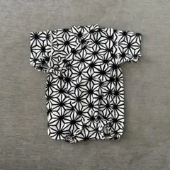 【美品】70サイズ 黒白幾何学模様甚平