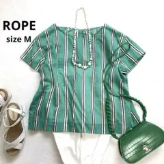ROPE ロペ　半袖ブラウス　 M 後リボン　ミントグリーン　シルク混