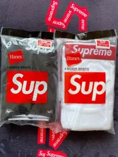 Supreme 未使用 黒白 2枚 ボクサーパンツ Sサイズ 男女兼用