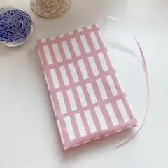 【新書判用】北欧調　四角柄 ペールピンク　ブックカバー ハンドメイド