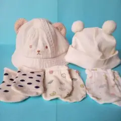 乳児用 帽子 2 個 ・ 手袋 2 個 ・ 靴下 1 足