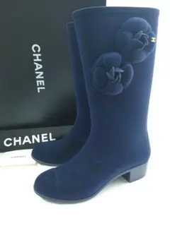 美品CHANELシャネル レインブーツ長靴 カメリアココマーク カメリア23cm
