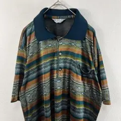 USA古着 90s wang wuniao 総柄 ポロシャツ ヴィンテージ