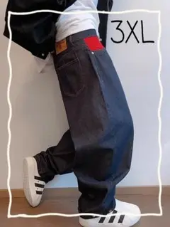 デニム パンツ ジーンズ ワイド パンツ 切り替え 大きいサイズ ゆったり