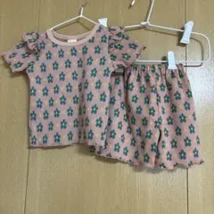 新品未使用 バースデイ 花柄フリル袖セットアップ 80