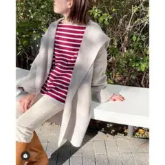 ★美品★ ウールカシミヤ リバーコート (ネイビー)