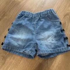 petit main デニム サイドリボンショートパンツ 120