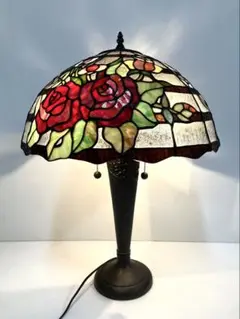 希少！◆花柄ステンドグラス 卓上スタンド◆特大サイズ 直径46cm×高さ64cm