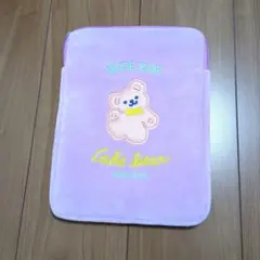 クマ刺繍ピンクiPadケース